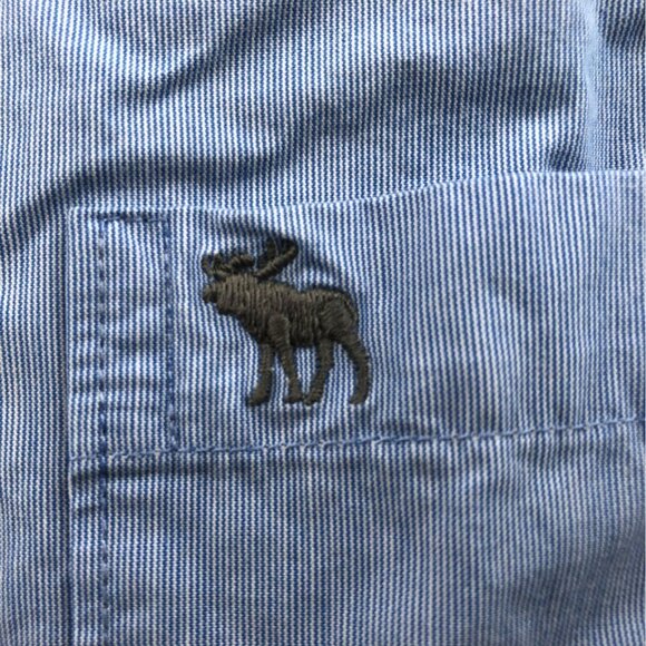 Abercrombie & Fitch Men Shirt Large Muscle Fit Button-Up Long Sleeve Blue Casual - Picture 13 of 16